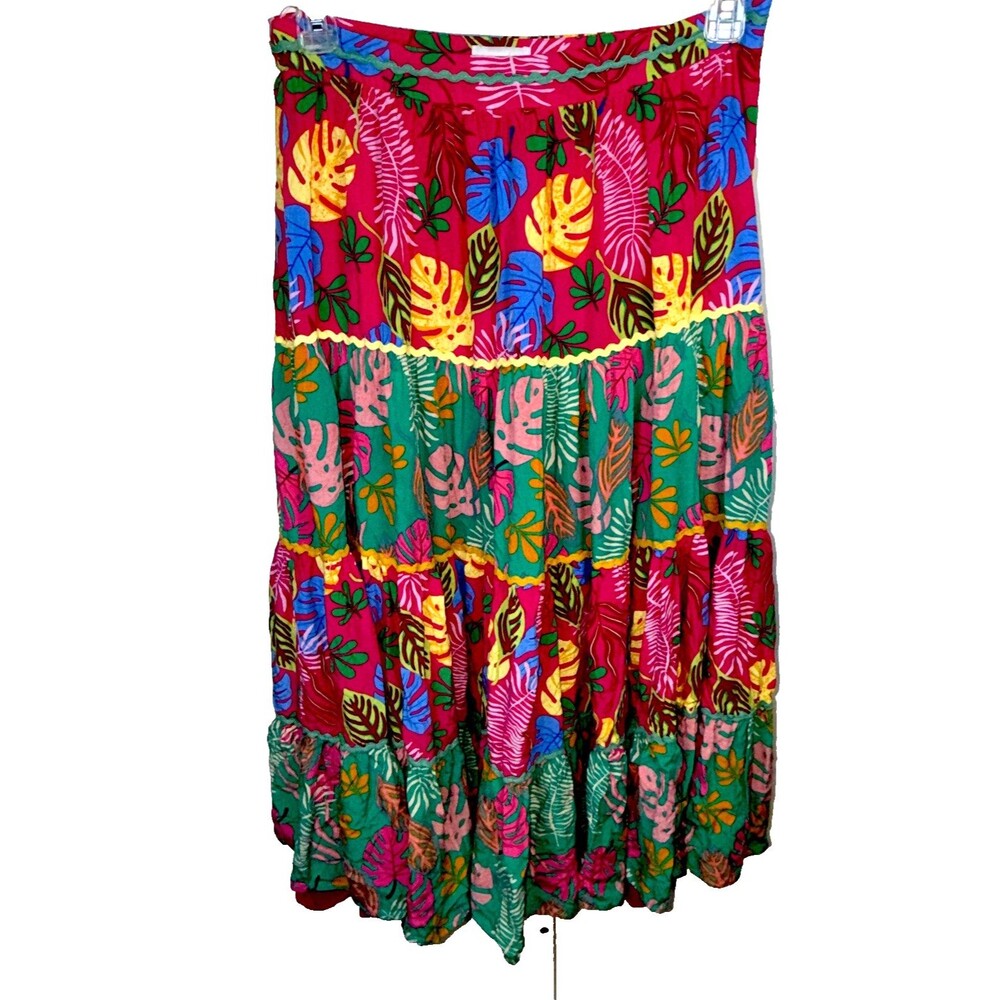 Sugarlips Floral Maxi Skirt SIZE L Lined Vibrant Tropical Beach Vacation $109 zi